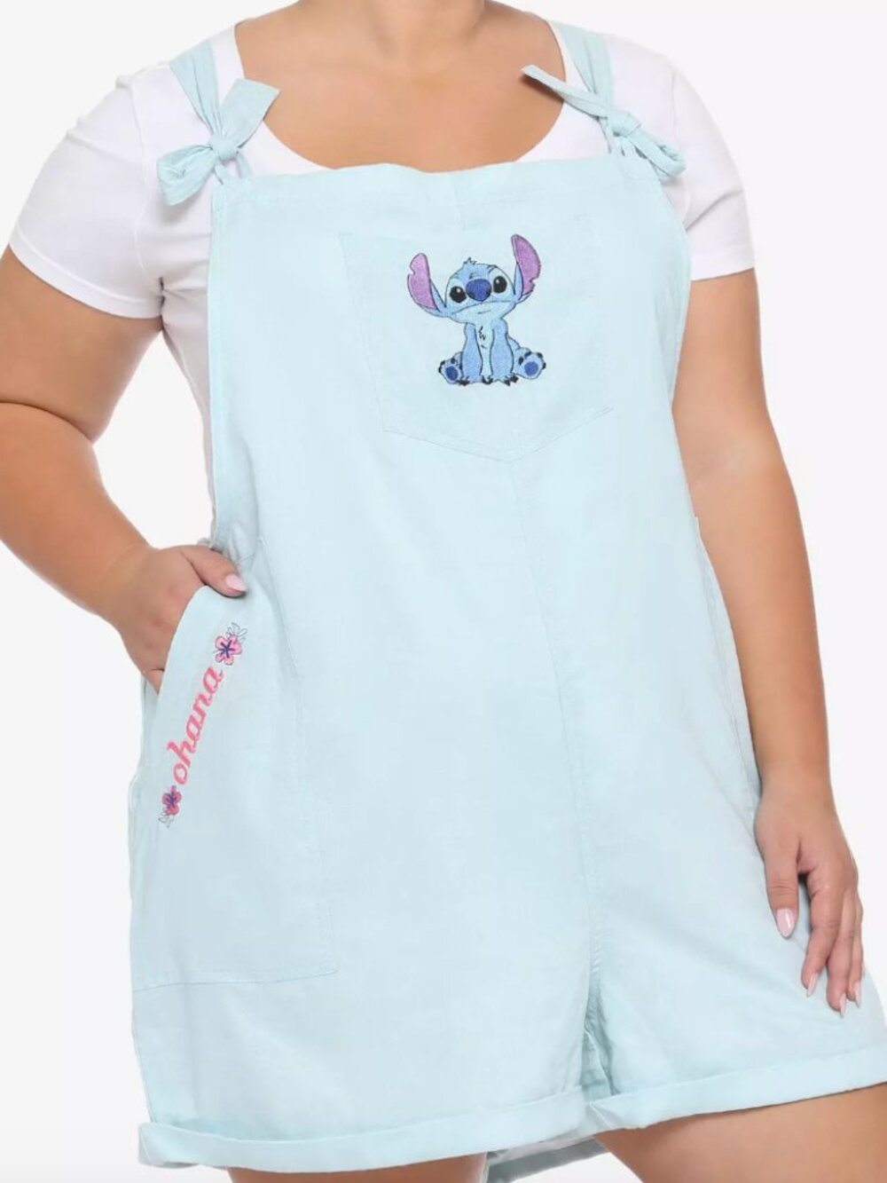 Disney Lilo & Stitch Ohana Stitch Tie Linen Shortalls Plus Size